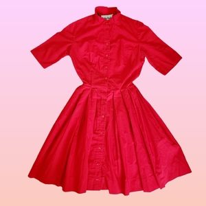 Bright Red Vintage Shirt Dress Bobby Brooks
